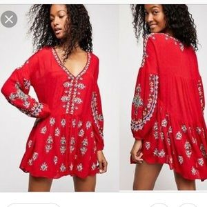 NWT Free People Arianna Embroidered Long Sleeves